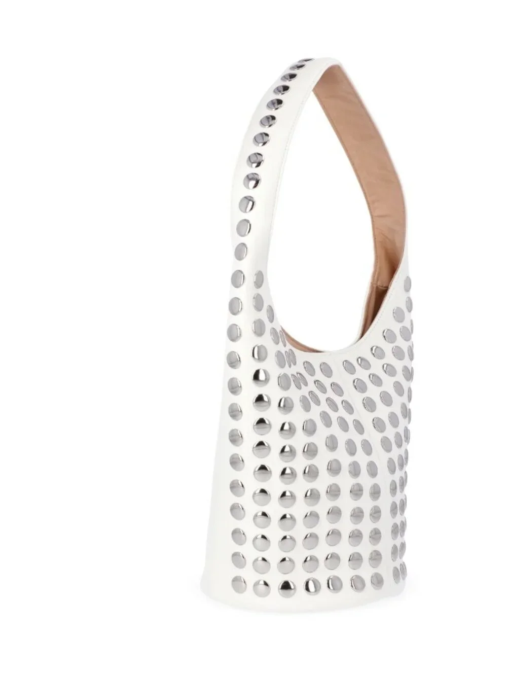 Madden NYC White Studded Hobo Shoulder Bag Faux Leather Silver Studs NWT